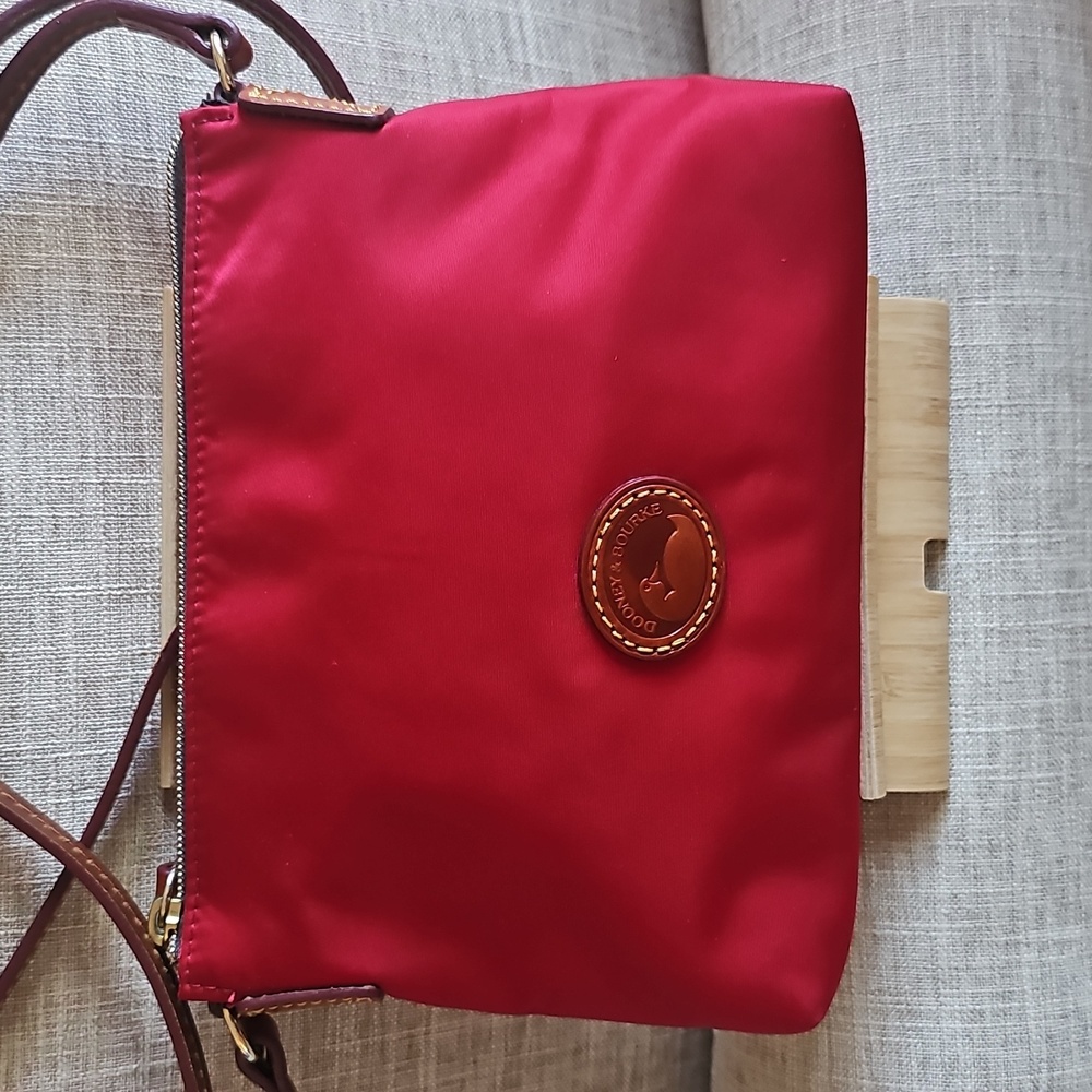Dooney & Bourke Nylon Pouchette Crossbody Bag, Leather Strap, Red 🍒